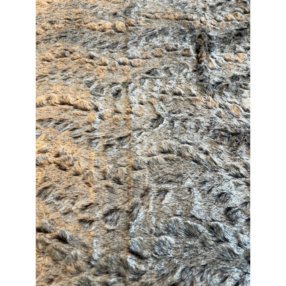 Gray Blk/Wht Faux Fur Fabric Remnant 25x62 Inches Textured Animal Print Crafting